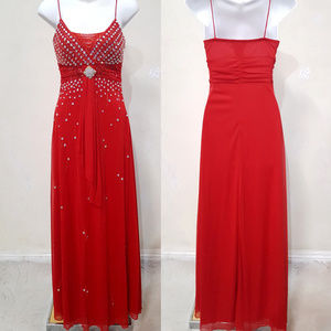 NWOT Hand Embellished Red Gown by an Artisan